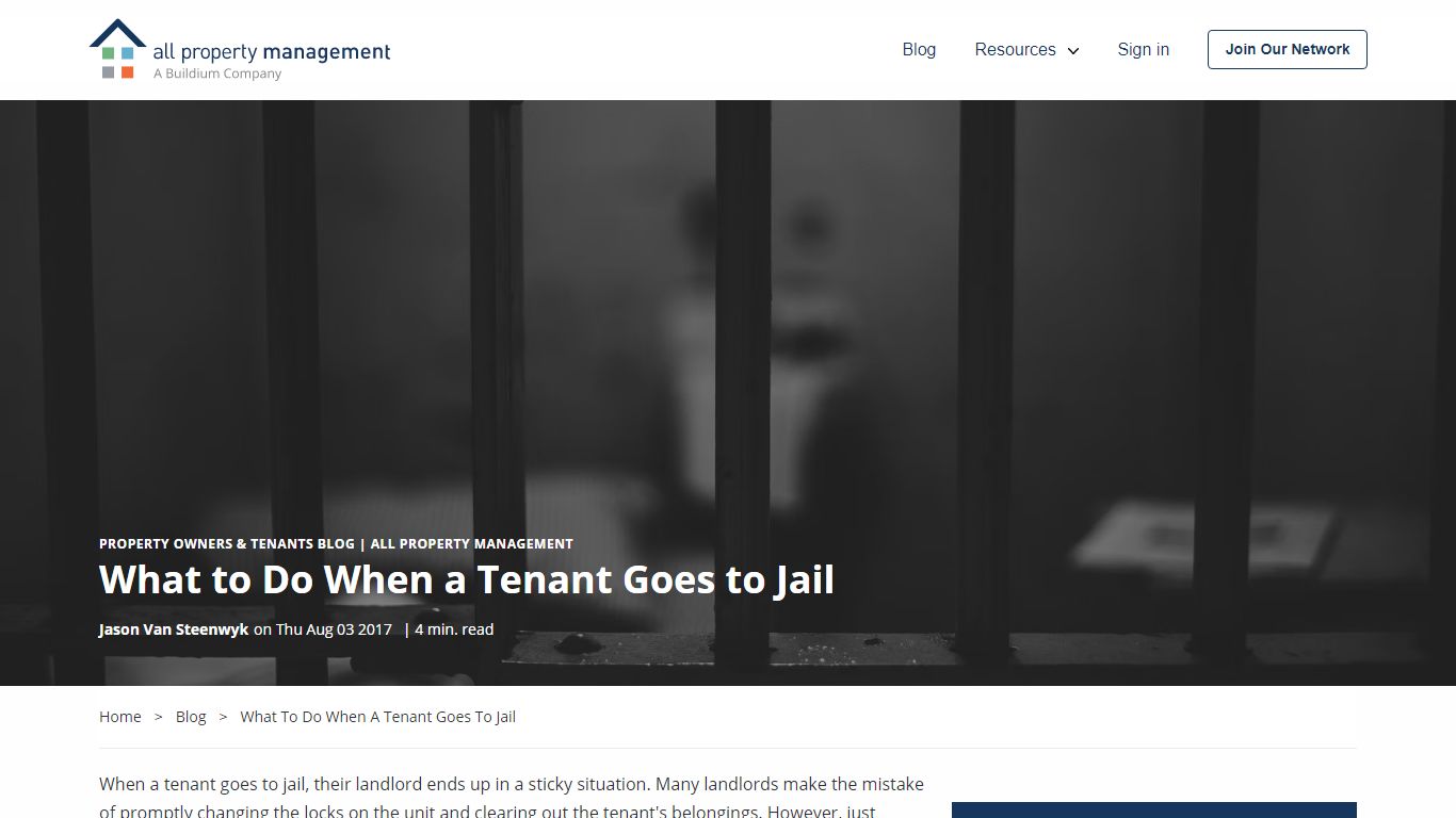 What to Do When a Tenant Goes to Jail - All Property Management