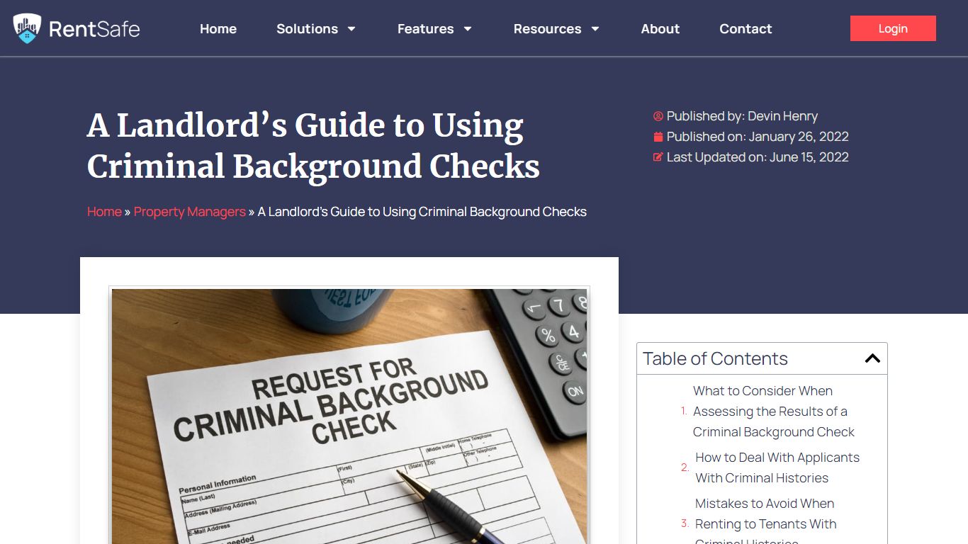 A Landlord’s Guide to Using Criminal Background Checks - RentSafe